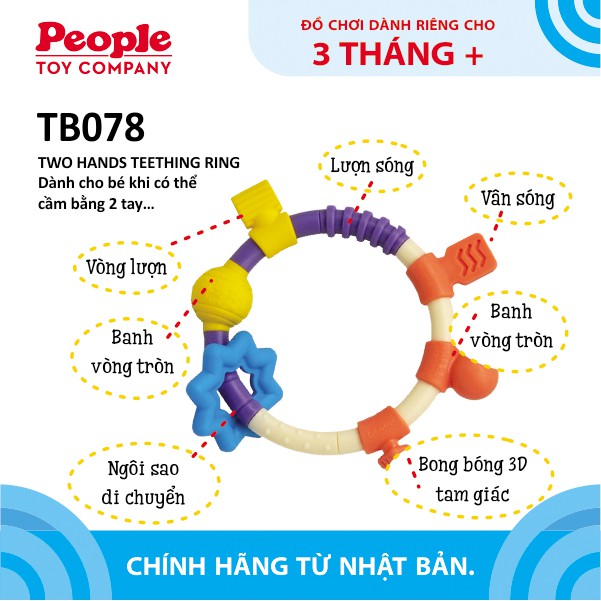 Gặm nướu mềm Nhật Bản chính hãng PEOPLE | 9 Kiểu vân nổi phù hợp cho bé từ 3 tháng tuổi TB078