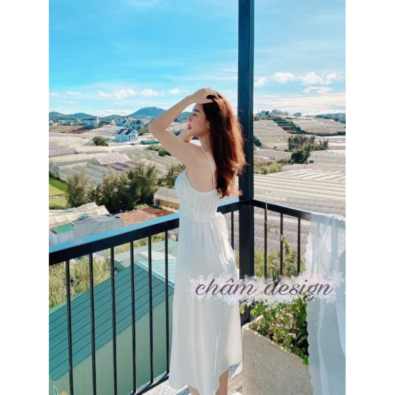 váy trắng lụa satin dáng dài , hàng thiết kế độc quyền