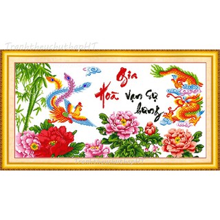Tranh thêu chữ thập Gia hòa vạn sự hưng LV3281 - tự thêu (thêu kín trên nền vải trắng)