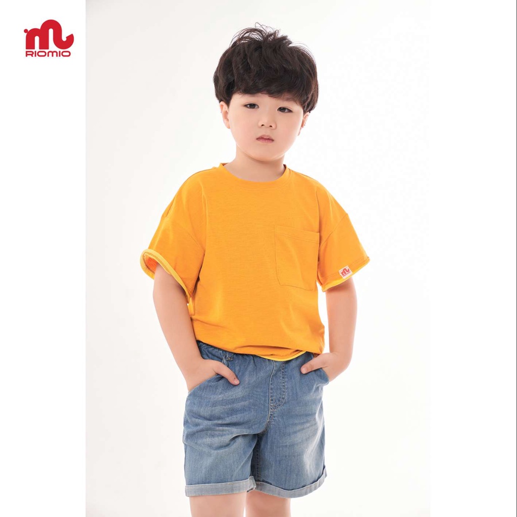 Quần short jean cho bé trai 3-11 tuổi (15-40kg) RIOMIO sooc bò ống rộng cạp chun 100% cotton - RM218