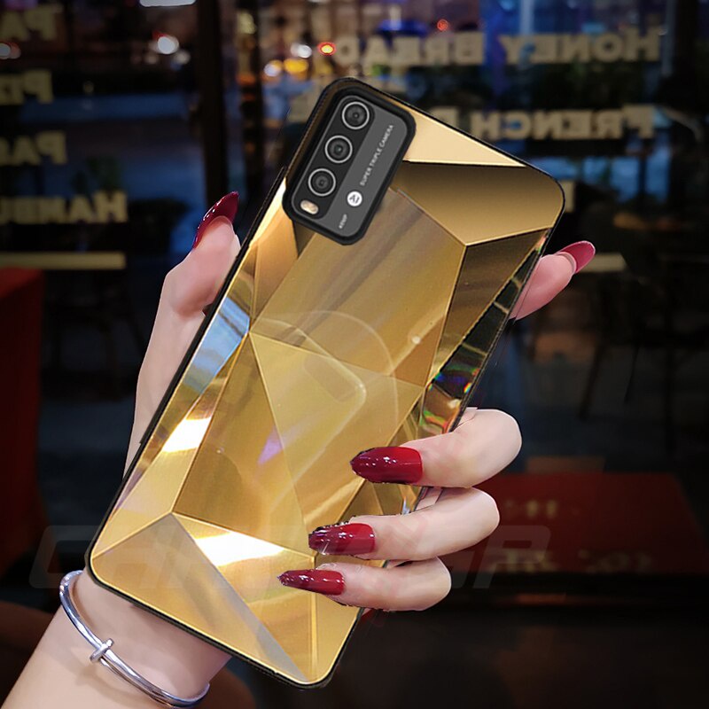 Ốp điện thoại tráng gương họa tiết vân kim cương 3D thời trang sang trọng cho Xiaomi