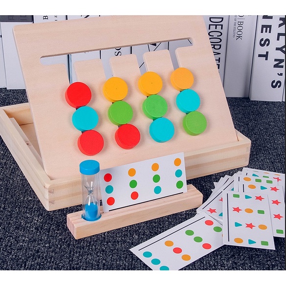 Bộ chấm tròn logic toán học có đồng hồ cát - đồ chơi rèn toán logic cho bé ham học toán