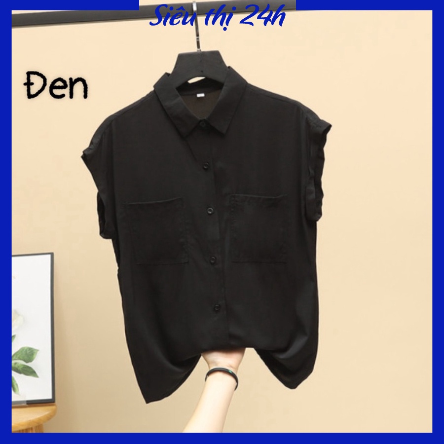 Áo sơ mi nữ tay ngắn Hàn Quốc Siêu thị 24 giờ chất liệu đũi tơ mềm mát, form trẻ trung phá cách SMH.33 | BigBuy360 - bigbuy360.vn