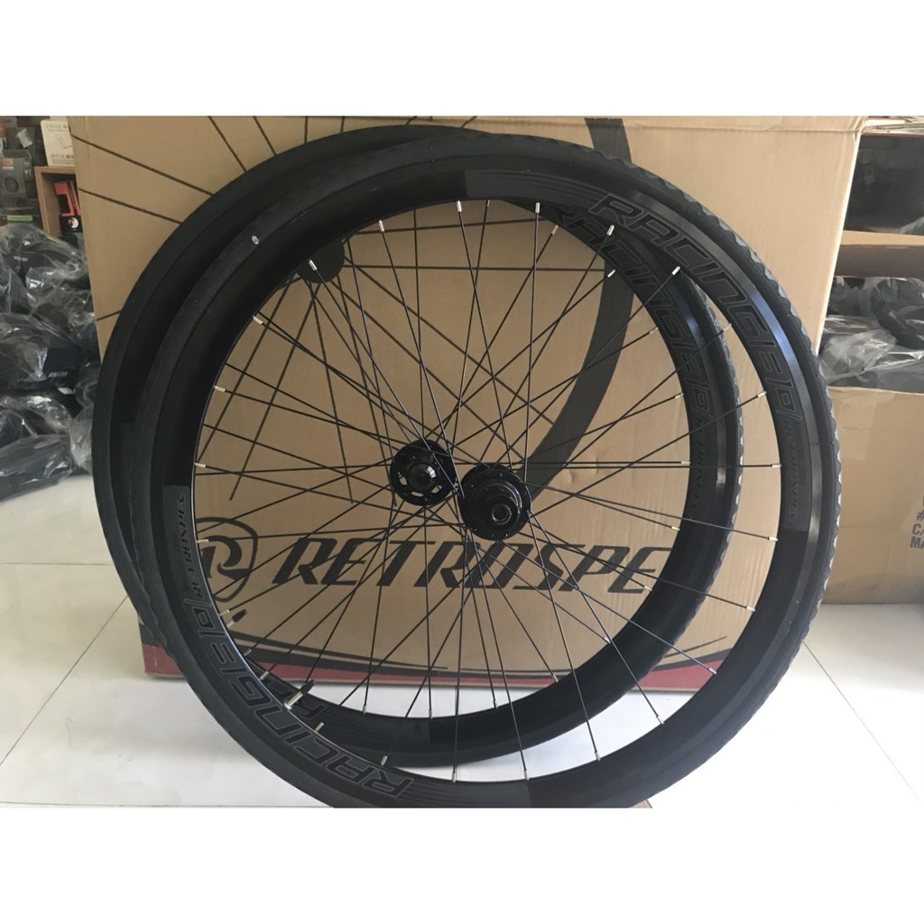 Bộ vành nhôm xe đạp road RETROSPEC RACING 700Cx36mm - phanh đĩa (Bộ) Chính Hãng
