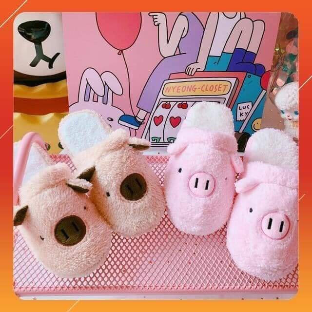 Dép Bông Nỉ Hình Heo Đi Trong Nhà - Dép Bông Nỉ Hình Thú Ngộ Nghĩnh (Dép Người Lớn)