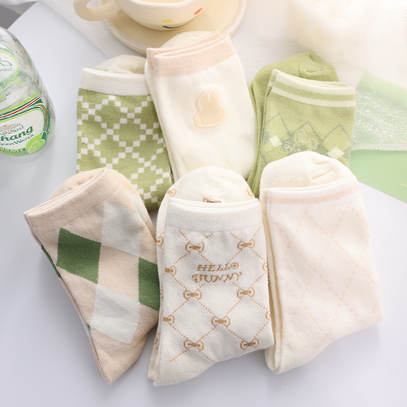 Vớ Cotton Mỏng Màu Xanh Lá Dễ Thương Phong Cách Nhật Bản Thời Trang Mùa Hè Cho Nữ