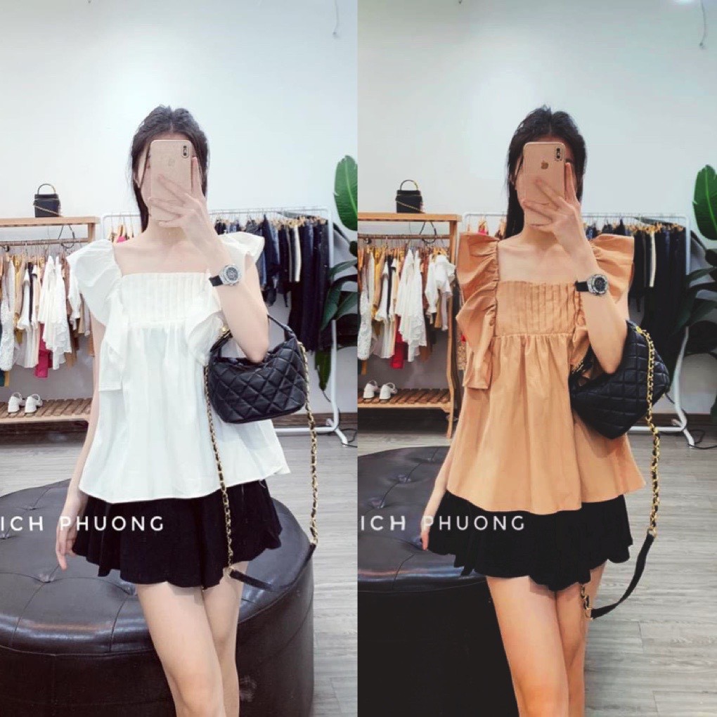 BÁN SỈ ÁO XẾP LI NGỰC TAY BÈO CÁNH TIÊN