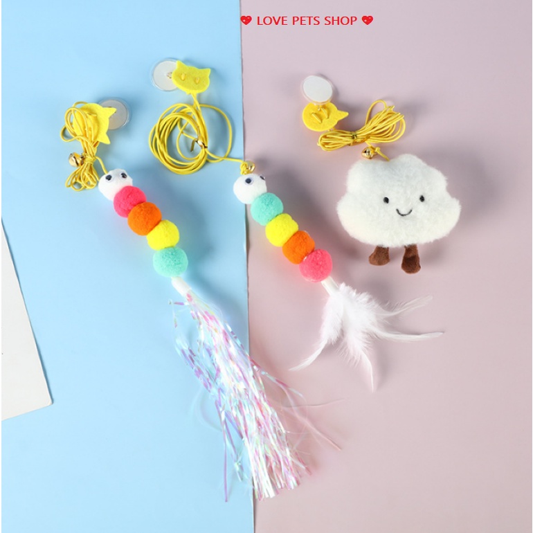 ĐỒ CHƠI CHO MÈO, CẦN CÂU MÈO DÁN TƯỜNG - LOVE PETS SHOP
