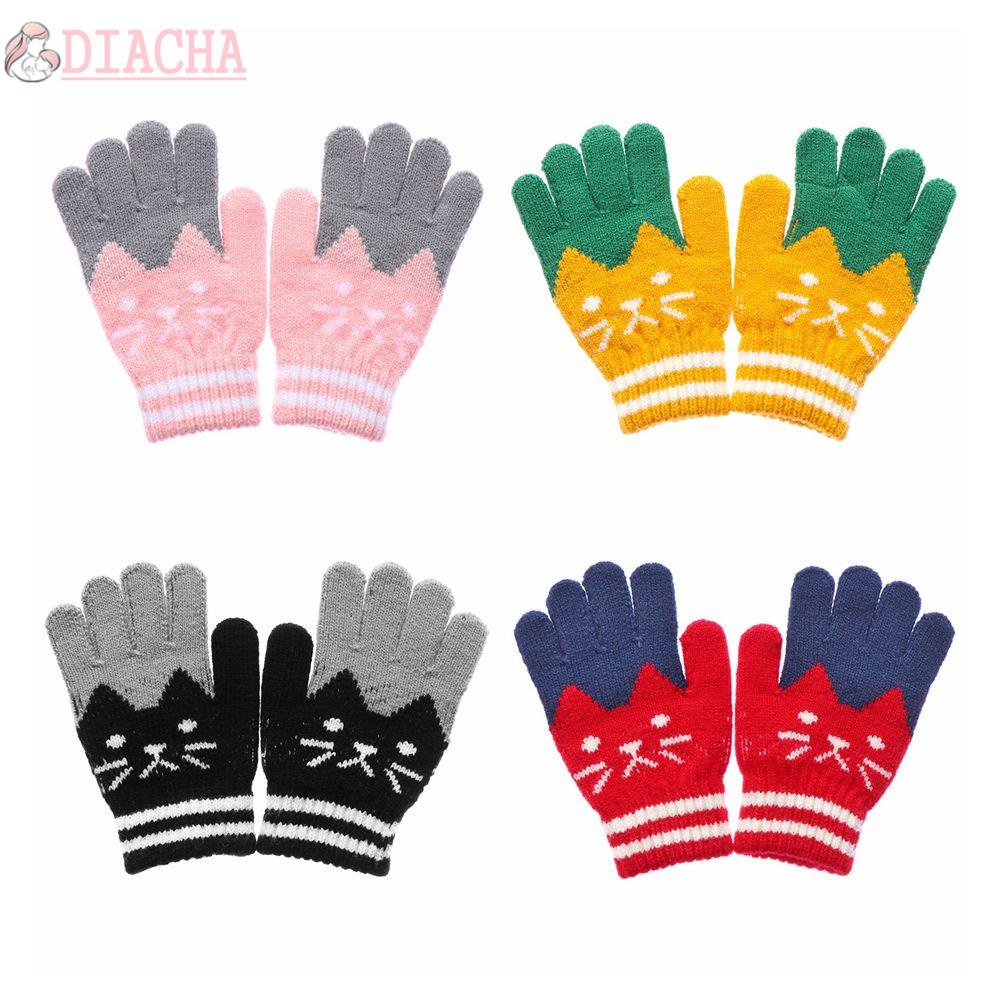[Hàng mới về] Găng tay len cashmere dệt kim dày giữ ấm mùa đông đáng yêu cho trẻ 4-10 tuổi