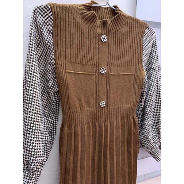 Pass váy len nâu dài siêu co giãn dày dặn