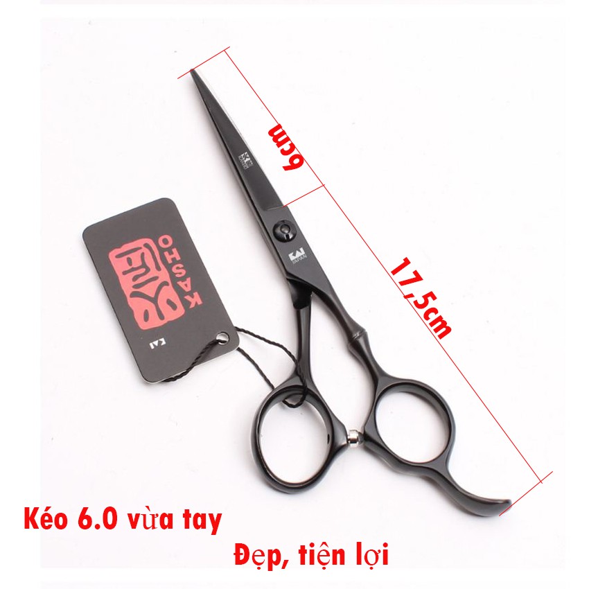 Bộ Kéo Cắt Tóc Nhật Bản 6INC Kasho VQA9  ( Mua một bộ kéo được tặng bao da+lọ dầu+khóa kéo+2lược)