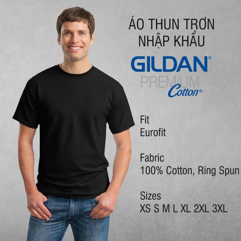 Áo thun nam form rộng cổ tròn Gildan premium 180gsm phôi áo local brand