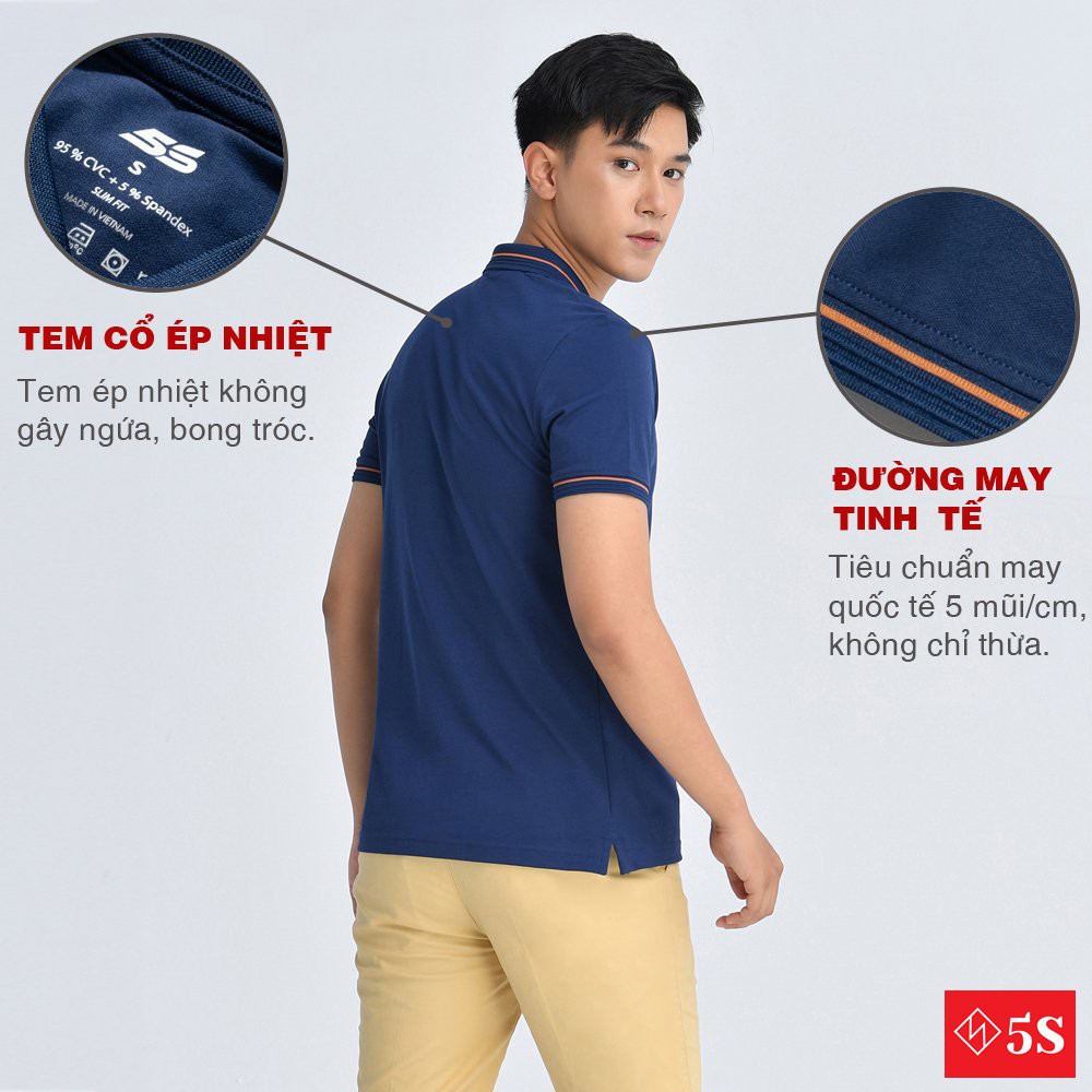 Áo Polo Nam 5S FASHION Chất Liệu Cotton, Thoáng Mát, Thấm Hút, Thiết Kế Basic, Dễ Mặc (APC23404)