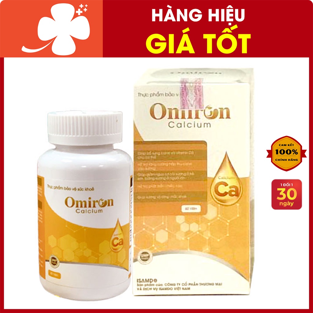 Omiron Calcium - Bổ sung Canxi, Vitamin D3, hỗ trợ phát triển chiều cao, giảm nguy cơ còi xương ở trẻ em, người lớn 20V