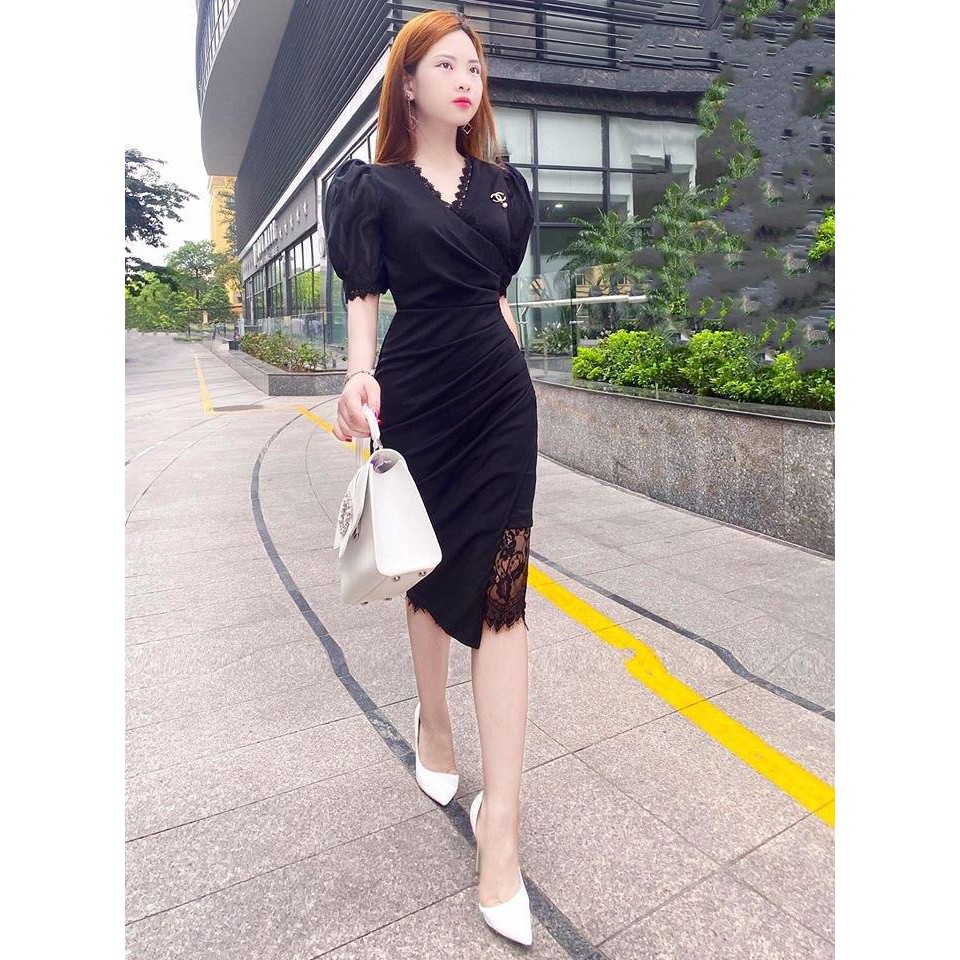 [Nhập WAMAR931 giảm ngay 15k]Đầm đen dáng ôm body kèm cài ngực V1489_Zin Boutique [Kèm ảnh thật] | BigBuy360 - bigbuy360.vn