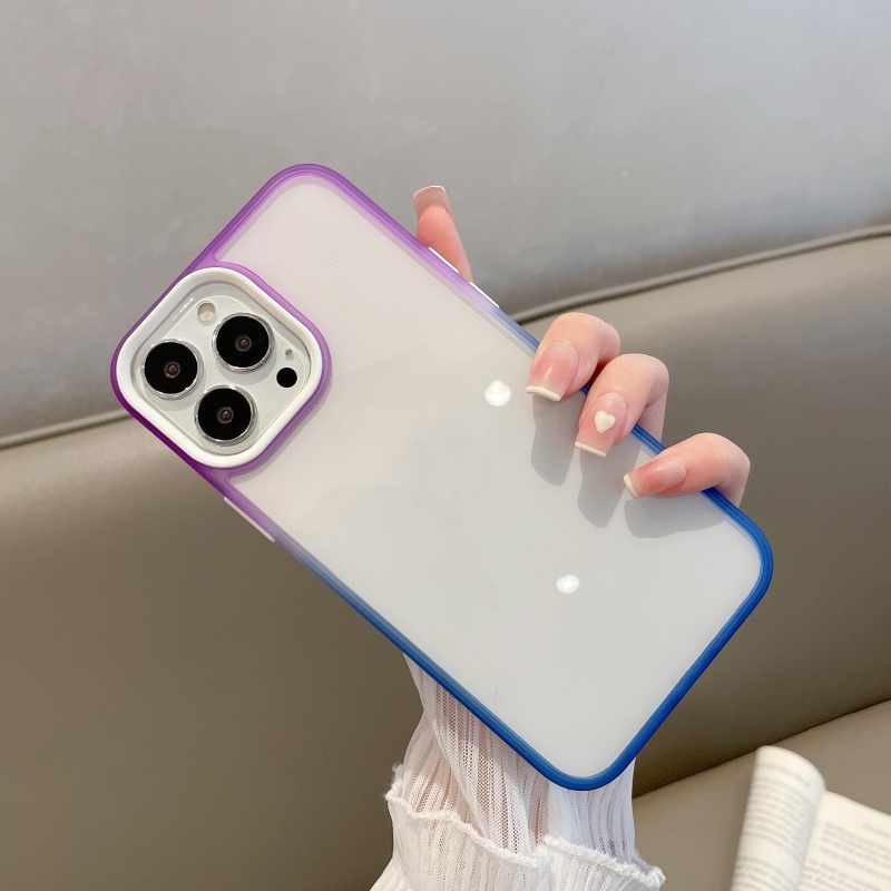 Ốp Điện Thoại Cứng Trong Suốt Chống Sốc Màu Gradient Cho iPhone 13 Pro Max 12 Pro Max 11 Pro Max