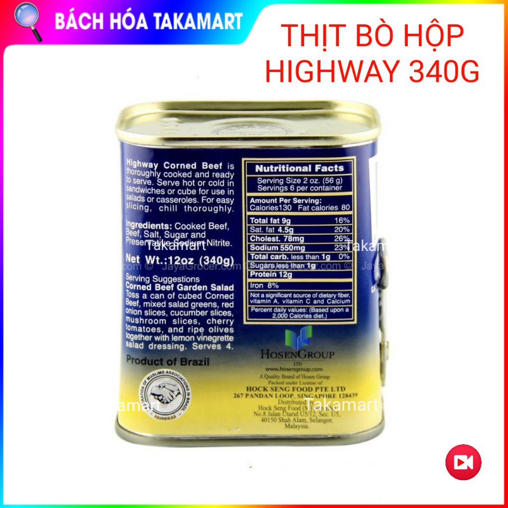 (DATE 12 THÁNG) THỊT BÒ HỘP HIGHWAY CORNED BEEF 340GR CHIÍNH HÃNG - 6759