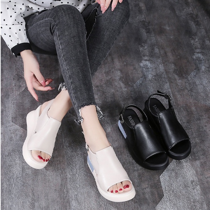 [HÀNG XỊN] Giày sandal bánh mì quai ngang cut out cao cấp, đường phồ, teen , năng động S097