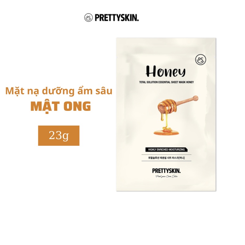 Mặt nạ tinh chất mật ong PRETTYSKIN. Total Solution Essential Sheet Mask cấp ẩm cho da 23ml