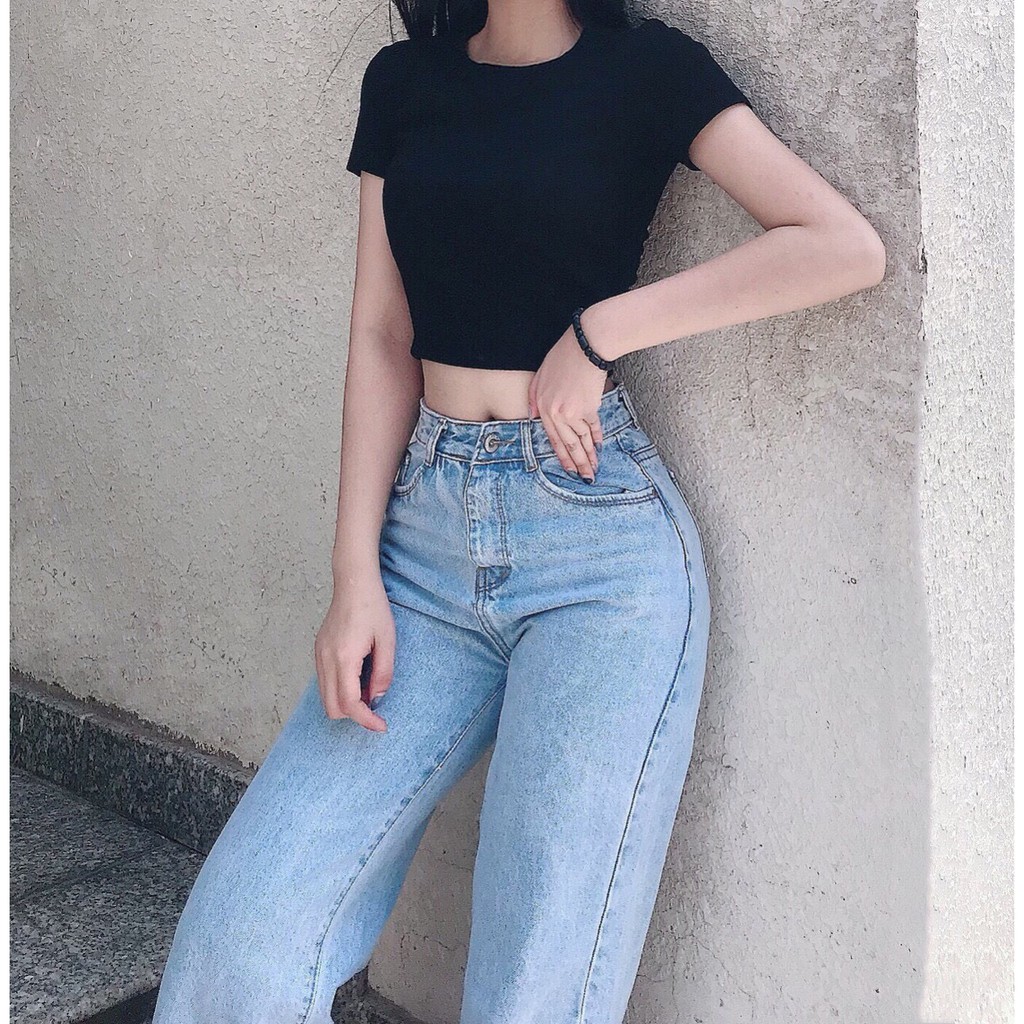 Áo croptop trơn siêu phối đồ