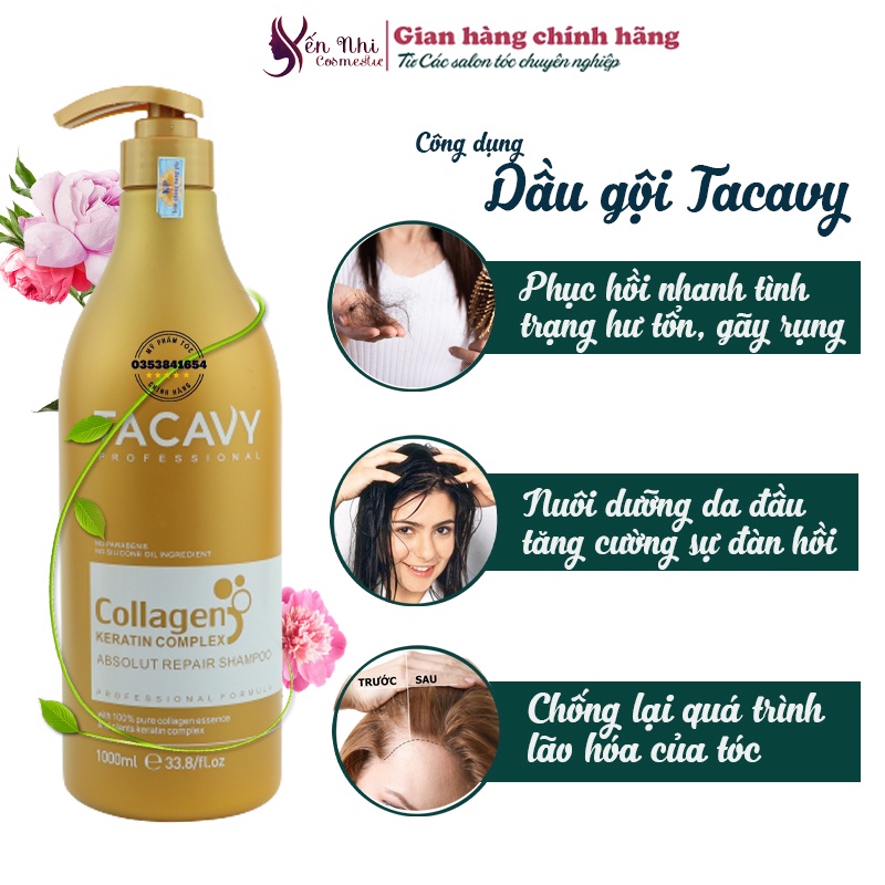 Tacavy dầu gội tacavy collagen giảm rụng tóc Dầu gội biotin collagen tacavy 1000ml, mỹ phẩm tóc yến nhi G23