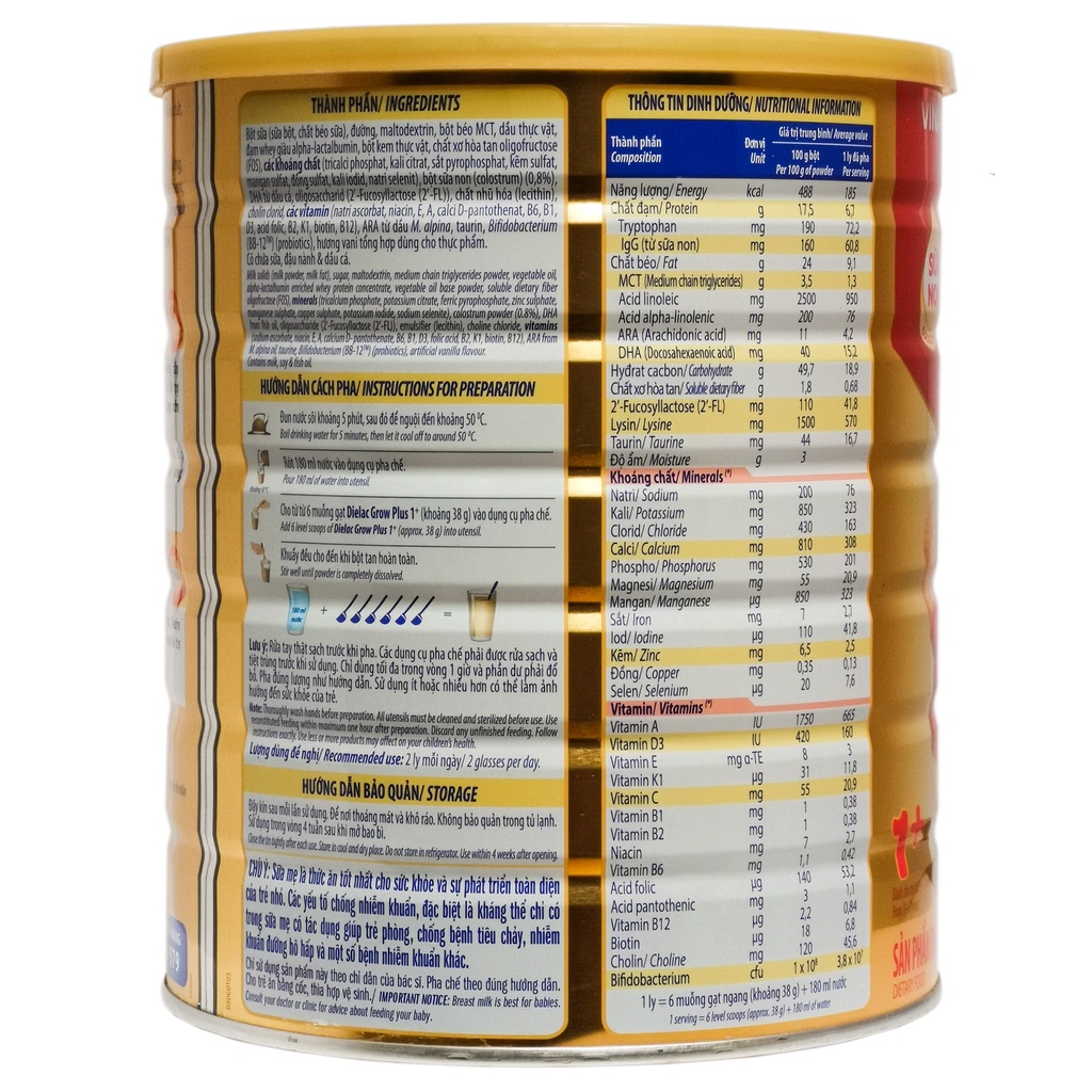 SỮA BỘT DIELAC GROW PLUS ĐỎ 1+/2+ 1.4KG