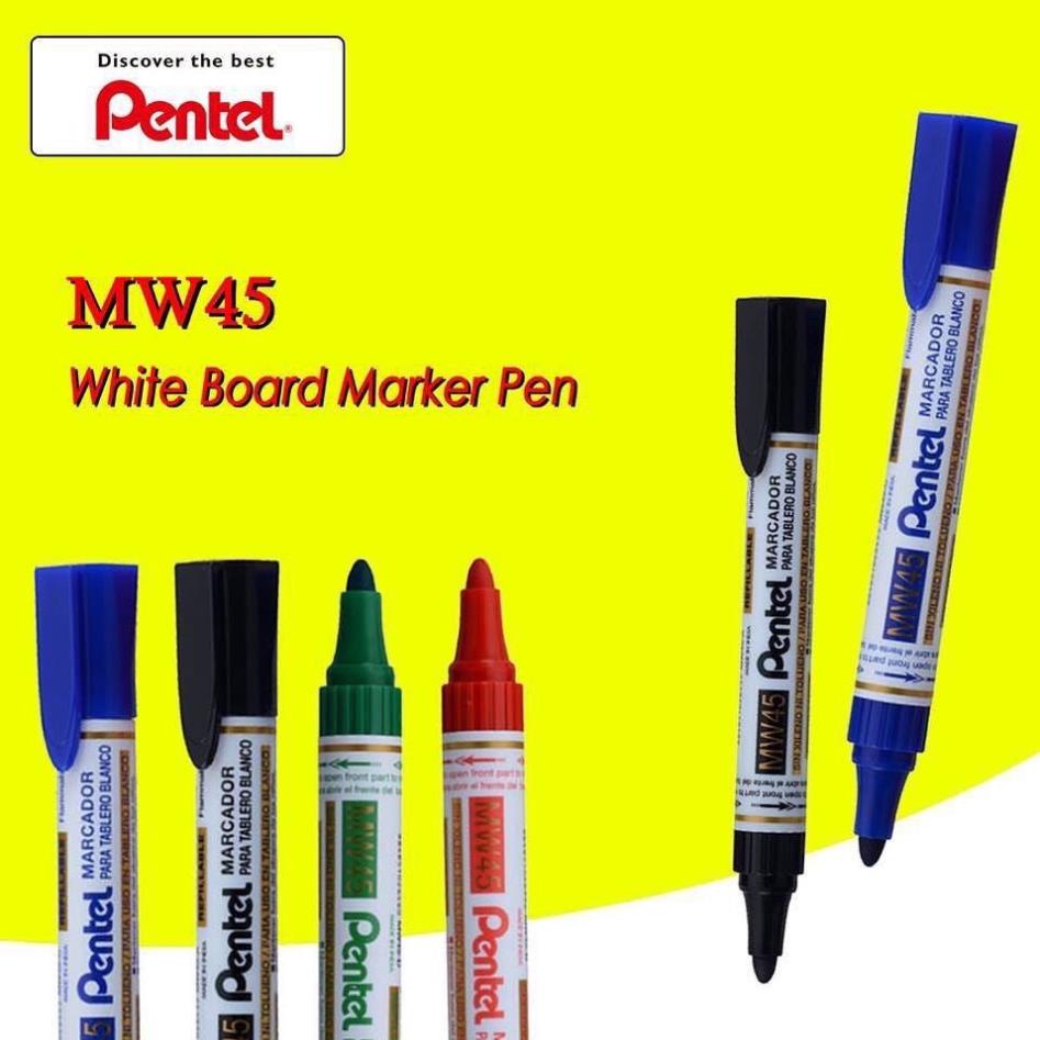 ( HÀNG CHÍNH HÃNG ) Bút Dạ Viết Bảng Pentel MW45 (Bán Lẻ - 3 Màu Mực - Thay mực tiện lợi) [Hàng chính hãng]