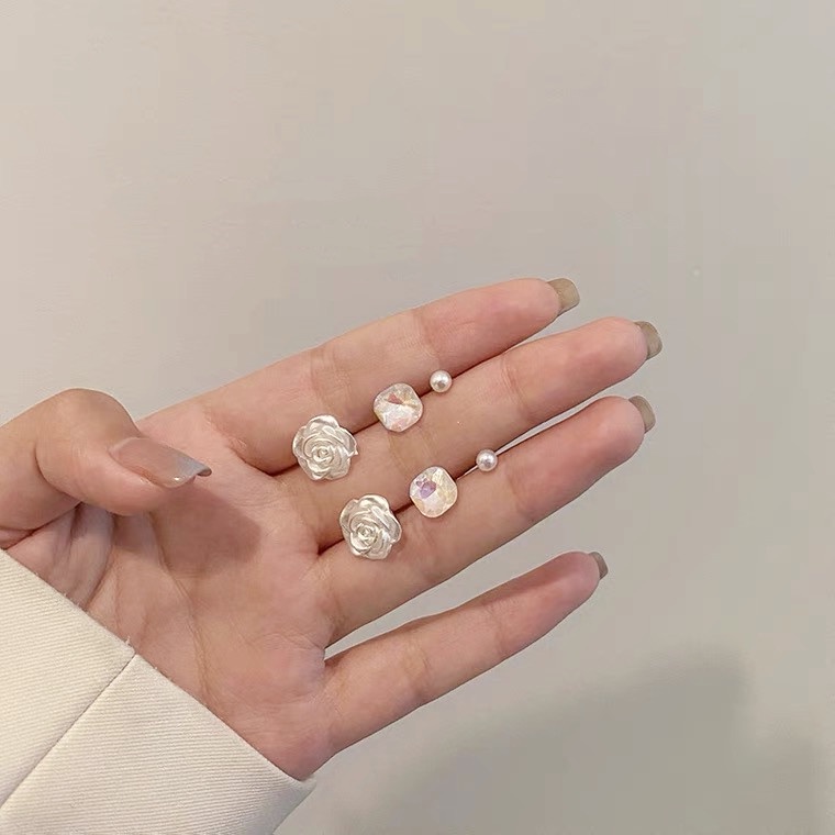 Set 3 Khuyên Tai Đính Ngọc Trai Giả Thời Trang