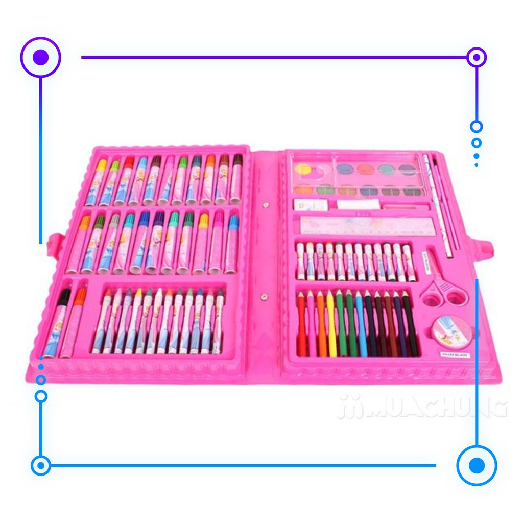 Bộ Bút Màu 86 Món Cho Bé Vui Học (Hồng)