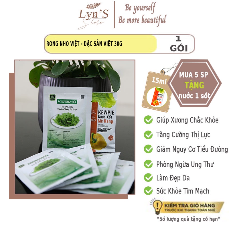 Combo (Rong Nho Việt 30Gr + sốt mè rang 15ml), rong nho trường thọ, công nghệ tách nước Nhật Bản | BigBuy360 - bigbuy360.vn