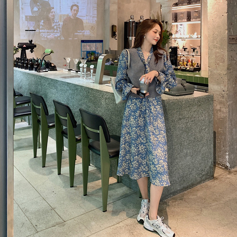 Đầm Hoa Dài Tay Phong Cách Hàn Quốc 2021 Dành Cho Nữ | BigBuy360 - bigbuy360.vn