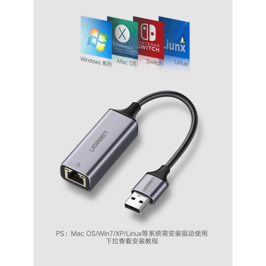 Cáp chuyển USB 3.0 sang Lan RJ45 tốc độ Gigabit 10/100/1000Mbp Ugreen 50922 ✔HÀNG CHÍNH HÃNG ✔