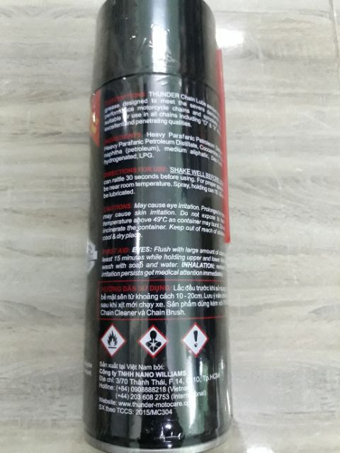 Xịt dưỡng sên Thunder Chain Lube 400ml TTR