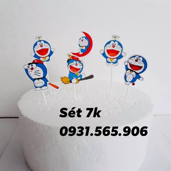 Set Cắm Doremon Set 6 Phụ Kiện Trang Trí Bánh