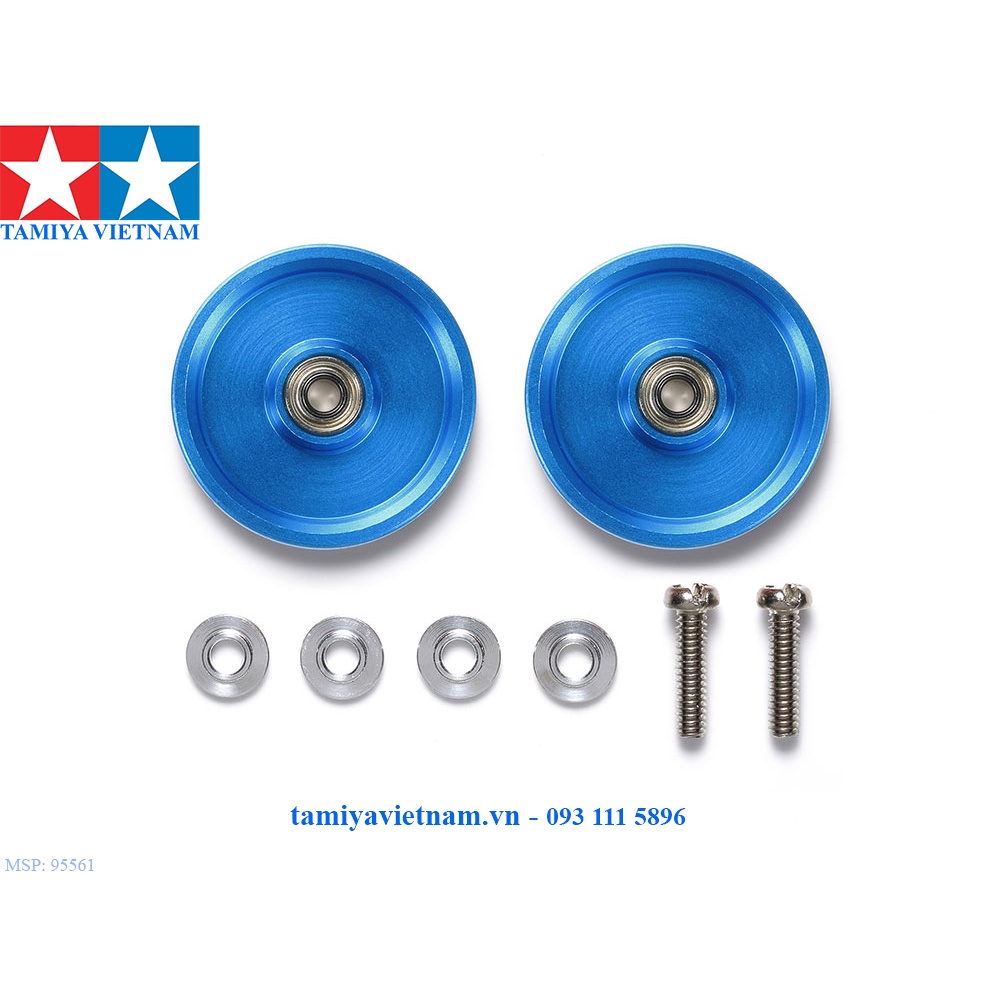 95561 Phụ kiện mô hình xe đua lắp ráp Mini 4WD HG 19mm ALUMINUM BALL-RACE ROLLERS (RINGLESS/BLUE)