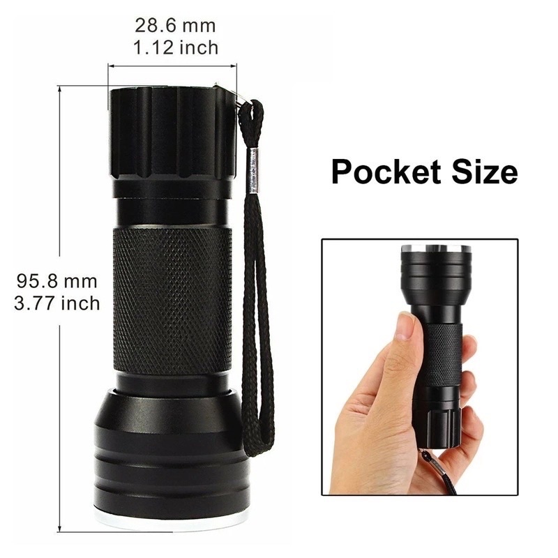 Đèn Pin UV Led 21 Bóng 395nm Soi Keo, Giấy Tờ