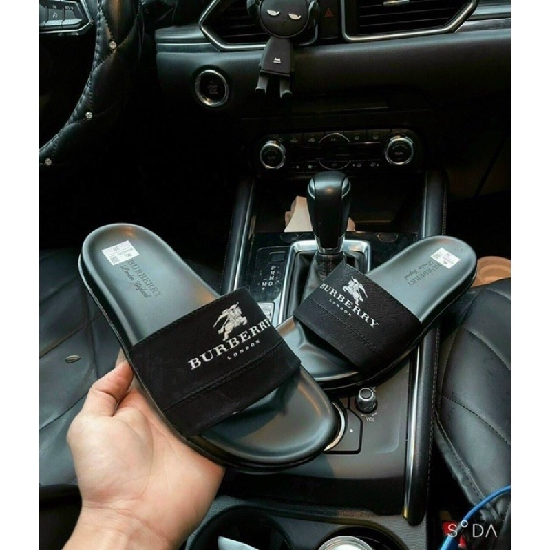 Dép nam quai ngang BURBERRY da cao cấp thời thượng Dép nam quai ngang kiểu dáng thanh lịch