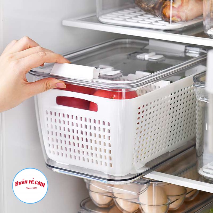 Hộp đựng thực phẩm 2 lớp Hokori chia ngăn tiện lợi – Hộp bảo quản thức ăn có lỗ thoát nước Việt Nhật