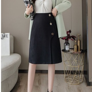 Chân váy bút chì phối nút cách điệu - 2 màu trắng, đen, có nhiều size, thích hợp mặc công sở, dự tiệc