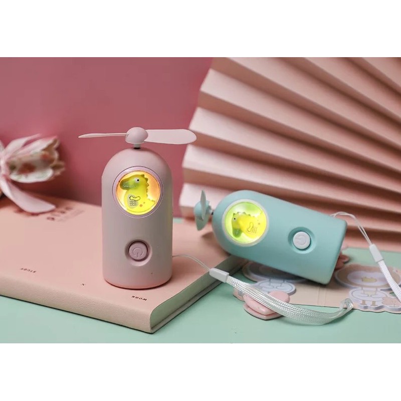 Quạt Mini Tích Điện Cầm Tay Có Đèn Mẫu Mới Khủng Long (kèm sạc) | BigBuy360 - bigbuy360.vn