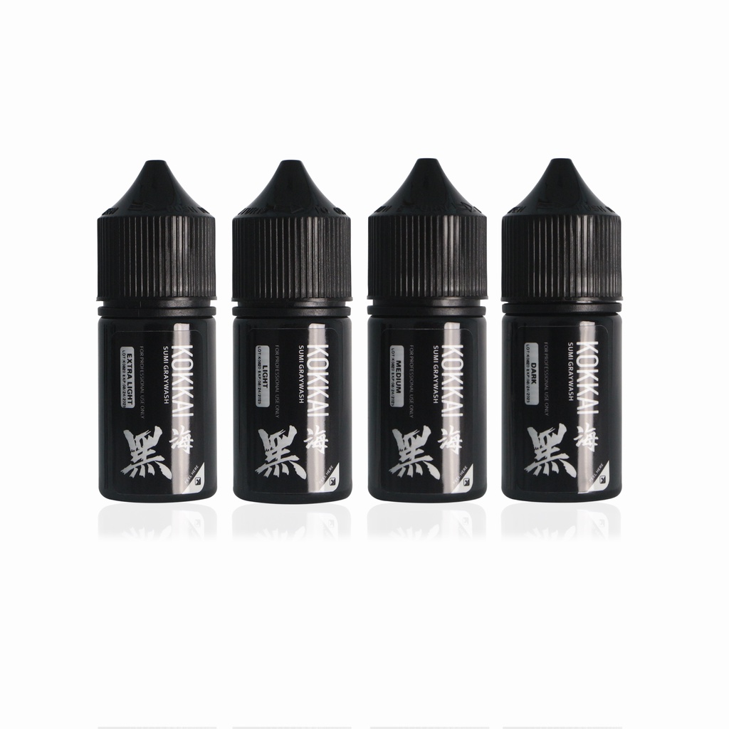 COMBO 4 CHAI MỰC XĂM ĐÁNH BÓNG ĐEN KOKKAI SUMI 2.0 GRAYWASH