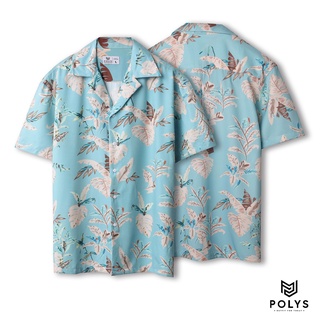 Áo Sơ Mi Nam Tay Ngắn Họa Tiết BLUE TROPICAL - POLYS |  Form Suông, Lụa Mịn, Ít Nhăn, Co Giãn, Không Gò Bó Hầm Bí