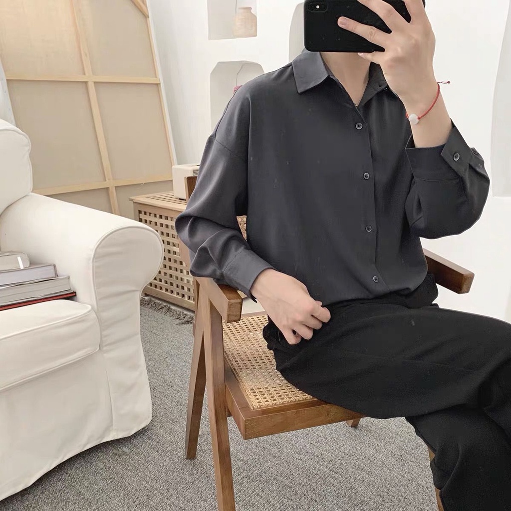 Áo Sơ Mi Tay Dài Màu Trơn Thời Trang Mùa Hè Hàn Quốc | BigBuy360 - bigbuy360.vn