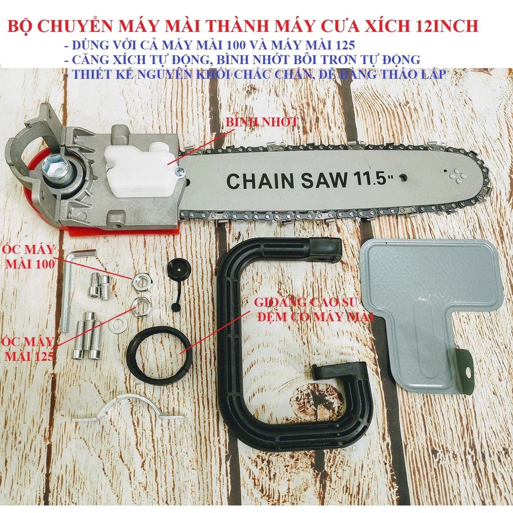 SV Bộ chuyển máy mài 100 - 125 thành cưa xích cầm tay loại cao cấp
