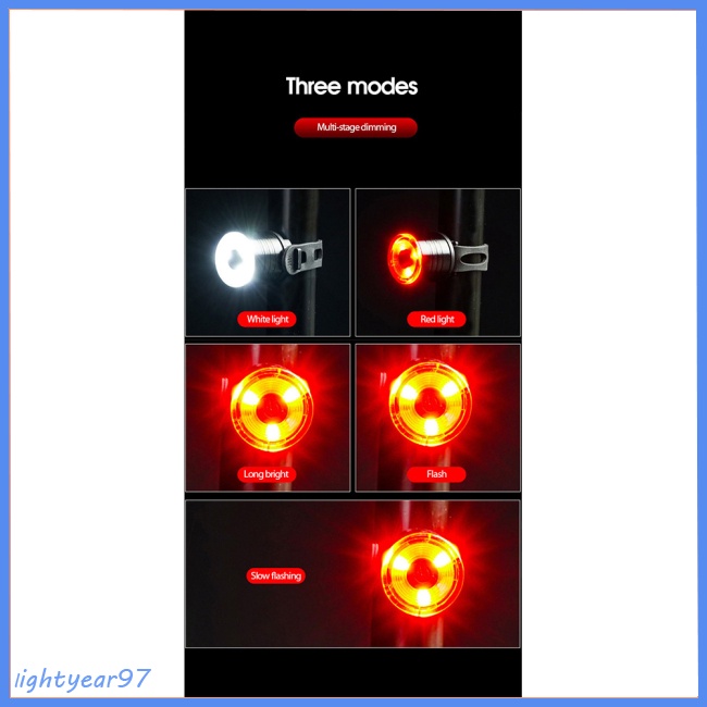 Đèn Led Gắn Đuôi Xe Đạp / Mũ Bảo Hiểm 3 Chế Độ Bằng Hợp Kim Nhôm Chống Thấm Nước