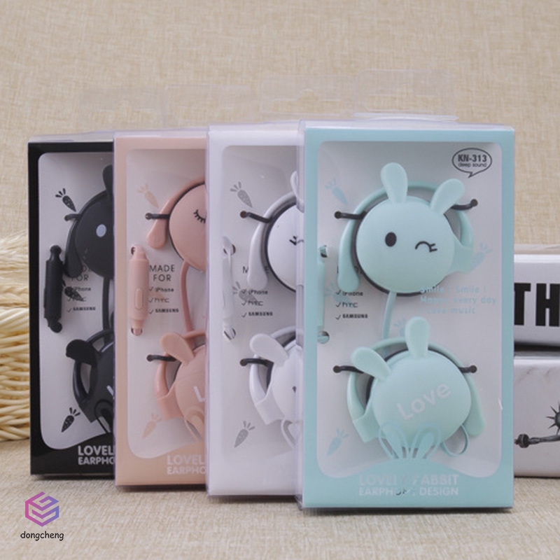 Tai Nghe Điện Thoại Máy Tính Đeo Cổ Hình Tai Thỏ Hoạt Hình Đáng Yêu