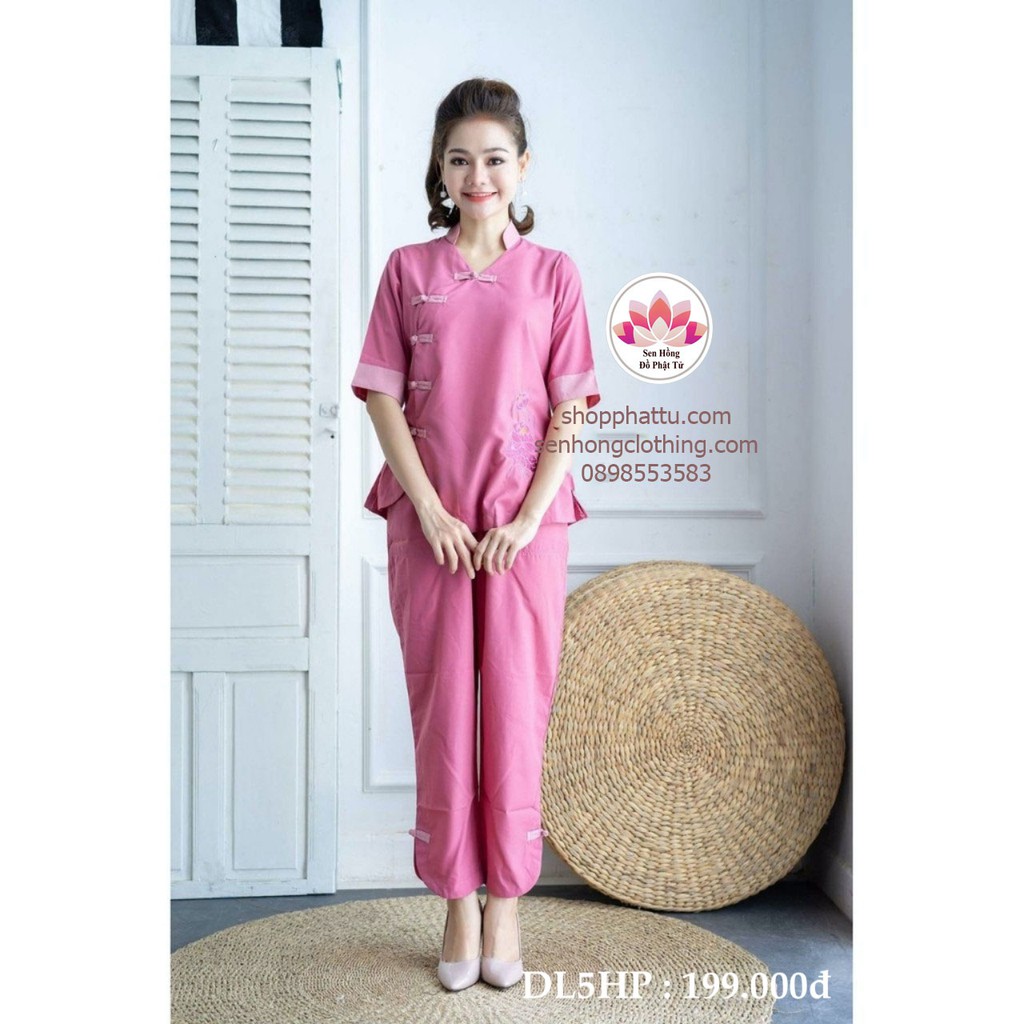 [Mã FATHANG5 giảm 10K đơn 50K] 😍😘Quần áo Phật tử nữ màu hồng đẹp đài loan 5 nút - set lam đi chùa có sz dưới 80kg | BigBuy360 - bigbuy360.vn