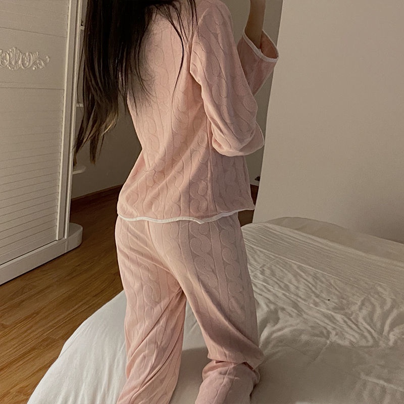 Bộ Đồ Ngủ Pijama Dài Tay Họa Tiết Trái Mơ Phong Cách Hàn Quốc Cho Nữ 3.2