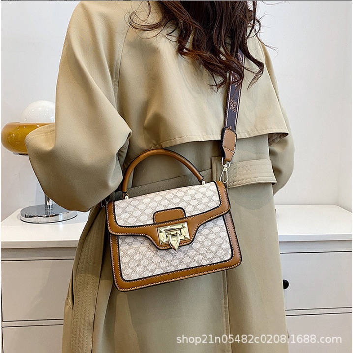 Túi đeo chéo nữ hai ngăn khóa mũi nhọn tông nâu thời thượng BAG U MUNO26