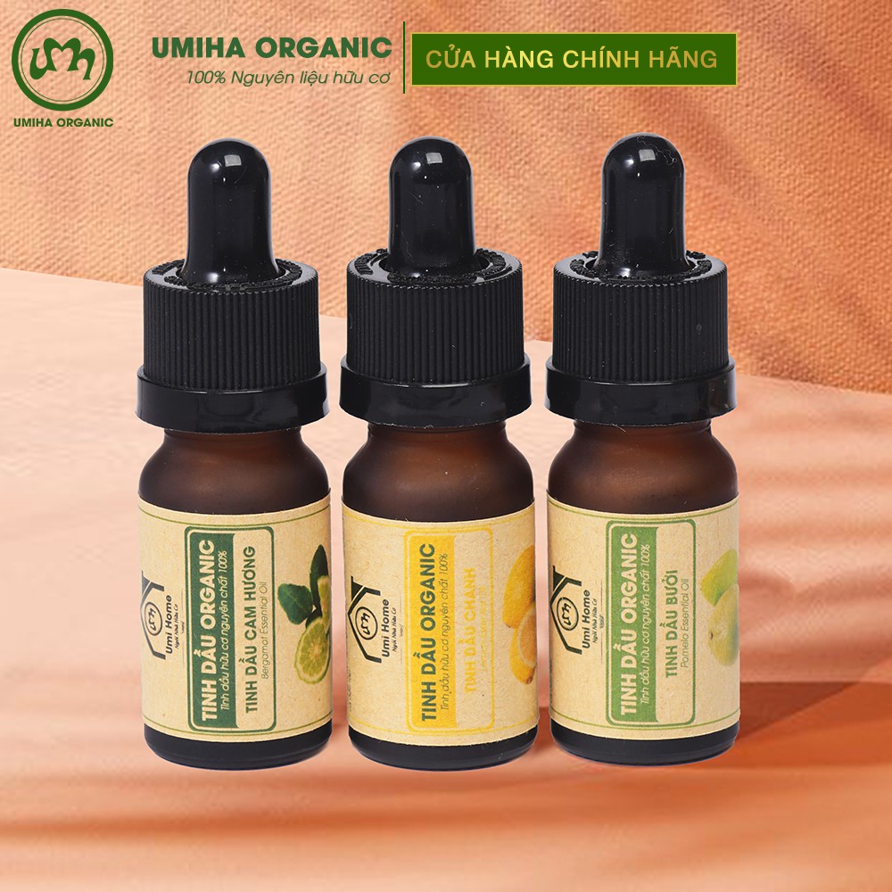 Combo 3 lọ Tinh Dầu UMIHA gồm - Bưởi, Chanh, Cam Hương (10mlx3) - Hữu cơ nguyên chất